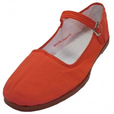 T5-222-R - Wholesale Women's "EasyUSA" Cotton Upper Classic Mary Jane Shoes (*Mandarin Red Color) 